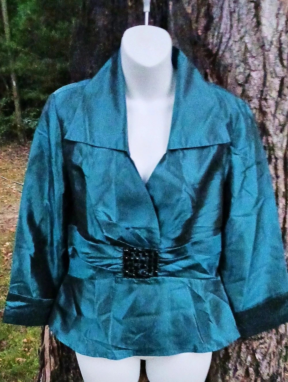 Larry Levine Teal Belted Blazer Jacket